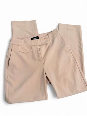 Express Women's Light Beige Straight Leg Trousers